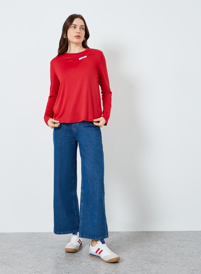 Styli Women Red Slogan Long Sleeve T-Shirt - Image 5